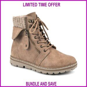 Ankle Boots with Knit Sweater Trim and Zipper Detail